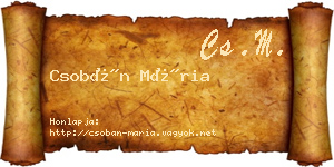 Csobán Mária névjegykártya